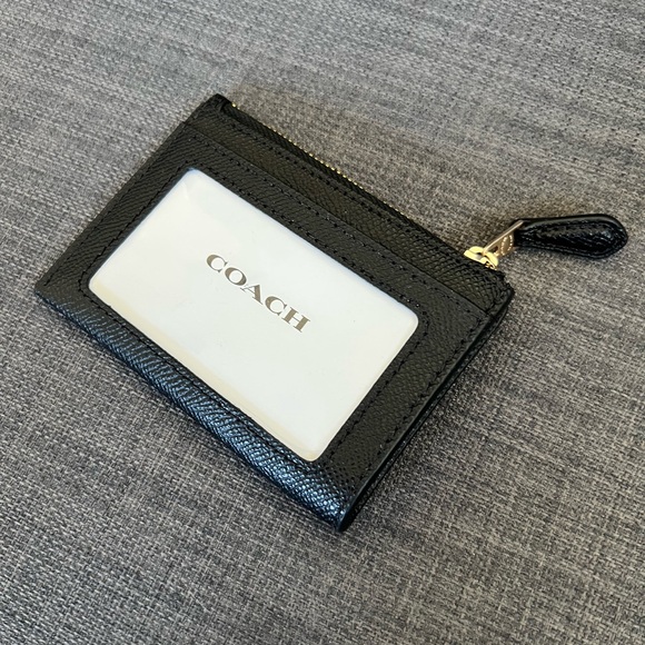 NWT COACH SIGNATURE MINI CREDIT CARD HOLDER CASE WITH KEY RING ON A CHEIN - Picture 2 of 11